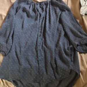 Grey patterned button up sheer shirt